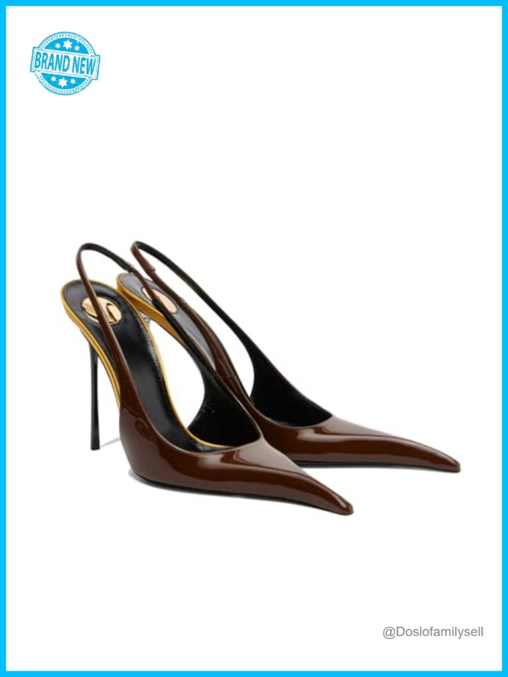 Women's Slingback Stiletto Pumps Faux Leather Pointed Toe Heels Formal Party